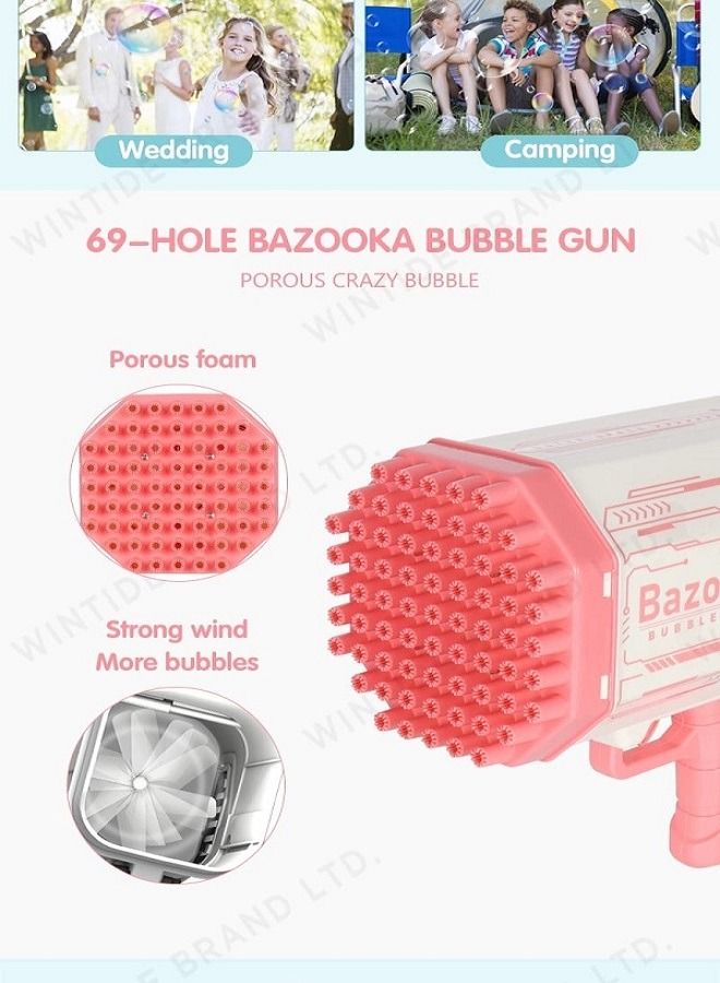 Bazooka مسدس فقاعات 69 فتحة، أفضل مسدس فقاعات لأطفالك، آلة مسدس، لون وردي - Image 3
