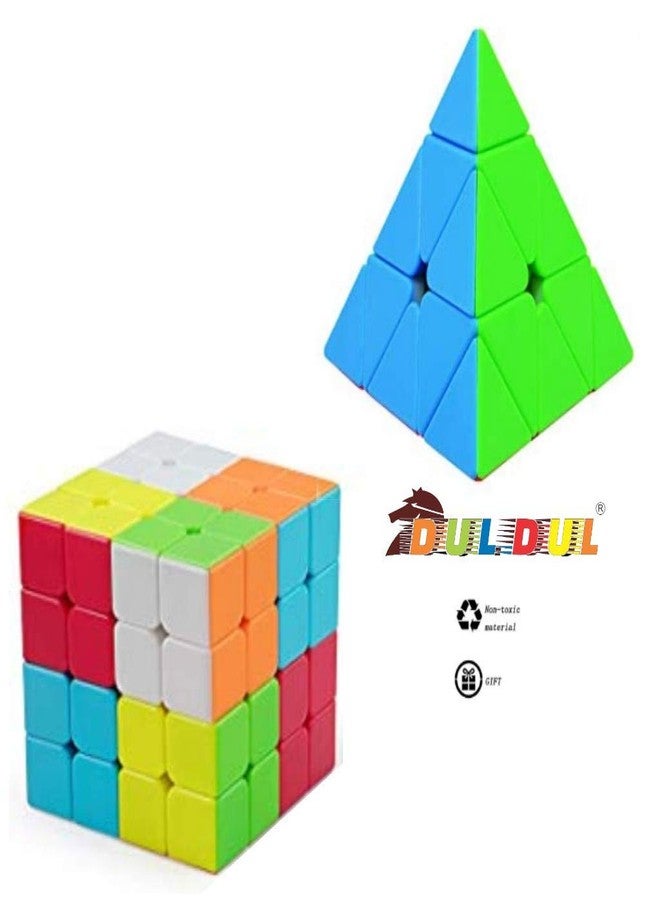 DUL DUL Pyramid Speed Cube 4x4x4 Completely Stickerless High Speed Extra Smooth Magic Puzzle Cube| Combo Cube (Pyramid,4X4 Cube) - Image 2