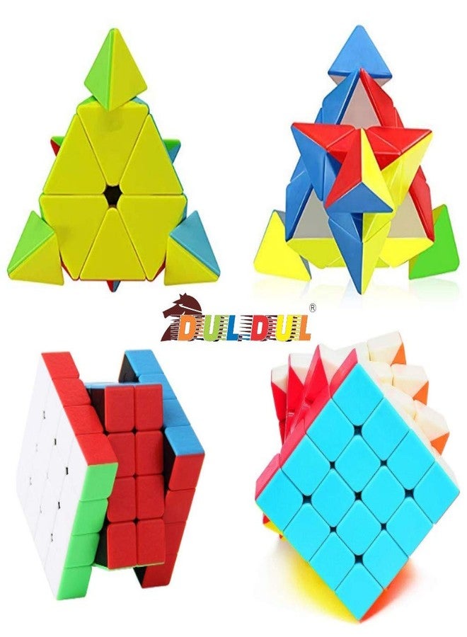 DUL DUL Pyramid Speed Cube 4x4x4 Completely Stickerless High Speed Extra Smooth Magic Puzzle Cube| Combo Cube (Pyramid,4X4 Cube) - Image 3