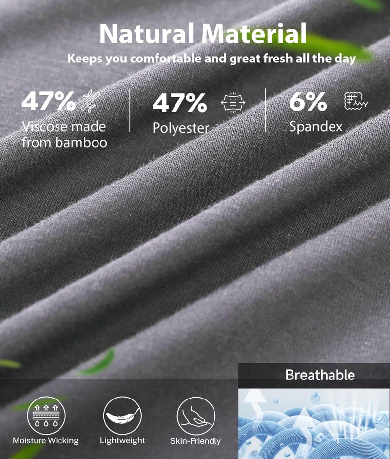 BAMBOO COOL Mens Pajama Set Bamboo Viscose Soft Pijamas Sets for Men Long Sleeve Full Length Pants Pjs Sleepwear with Pockets Grey - Image 3