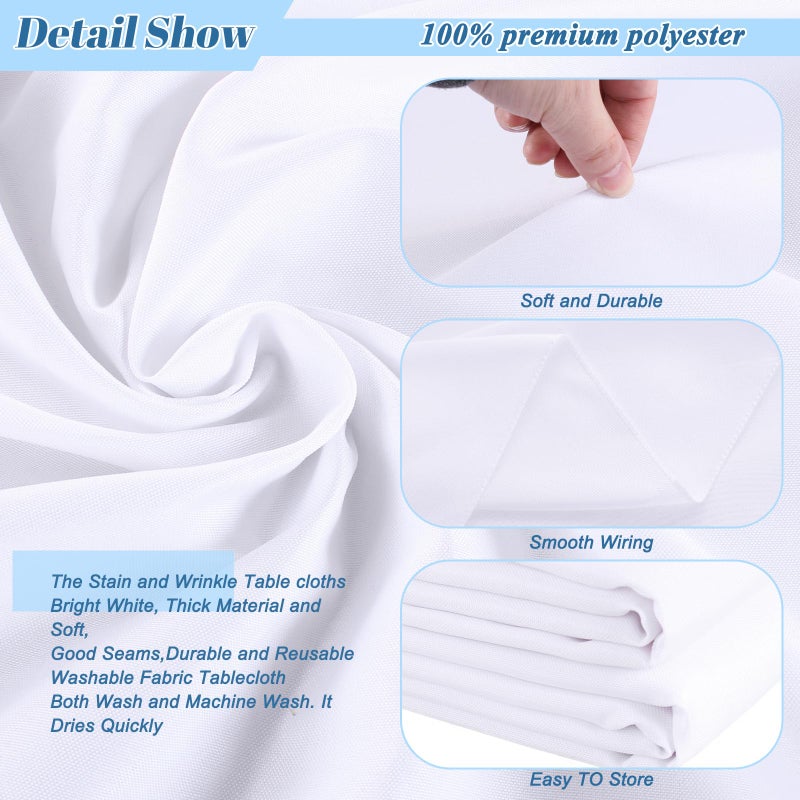 Kesfey 6 Packs White Table Cloths Rectangle 60 x102 inch High Density Washable Polyester Fabric White Tablecloths for 6 Foot Tables Rectangle Wrinkle Resistant Tablecloth for Parties Wedding Banquet - Image 3