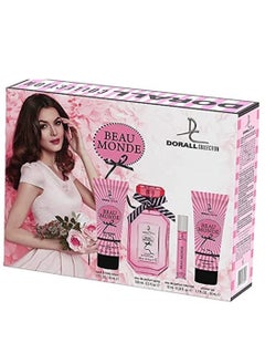 DORALL COLLECTION Beau Monde 4Pcs Gift Set Eau de Parfum 100ml + Roller Ball 10ml + Shower Gel 50ml + Hand & Body Lotion 50ml For Women  - Image 3
