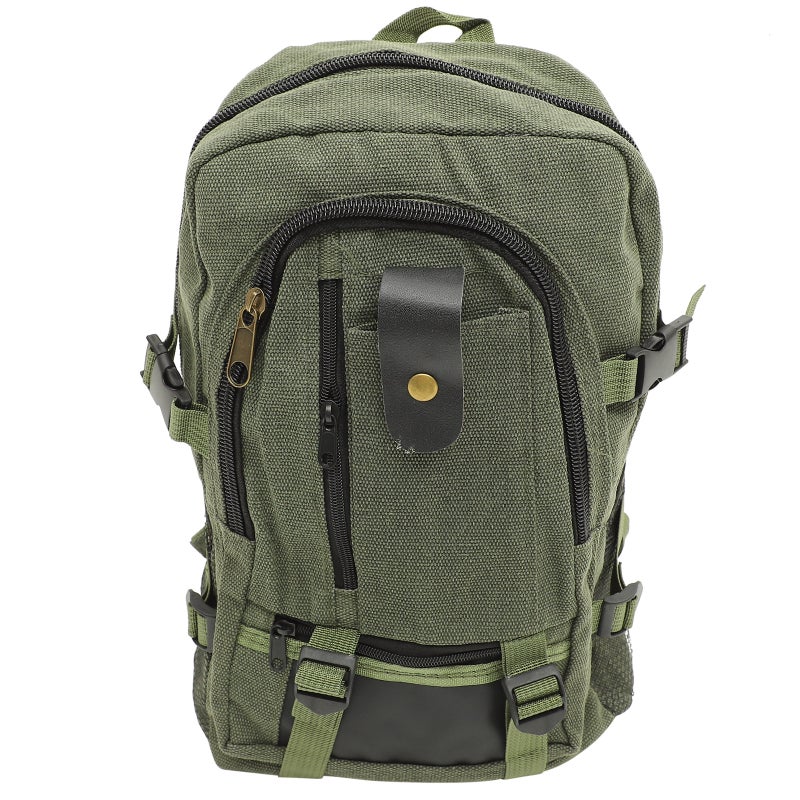 Green Rucksack Large Capacity Canvas Backpack Travel Casual Canvas Satchel Backpack Multifunction Student School Bag - Image 5