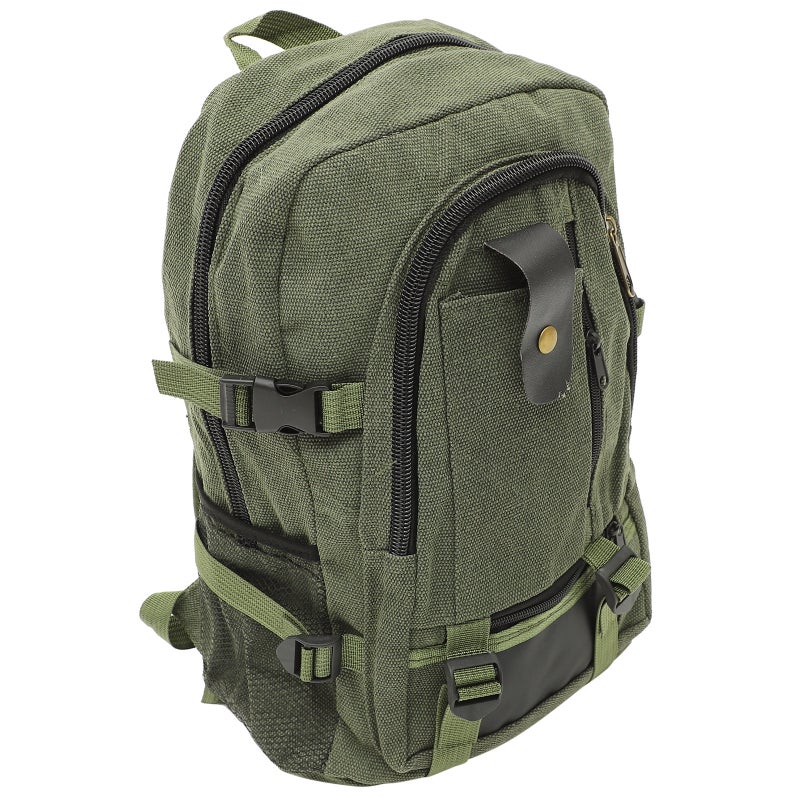 Green Rucksack Large Capacity Canvas Backpack Travel Casual Canvas Satchel Backpack Multifunction Student School Bag - Image 3