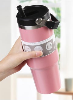 TIGER 900ml Stainless Steel Leak-Proof Travel Tumbler Mug – Double Wall Vacuum Insulated Sipper Bottle with Straw & Lid, Ideal for Car, Office, Travel & Gym (Pink)  - Image 4