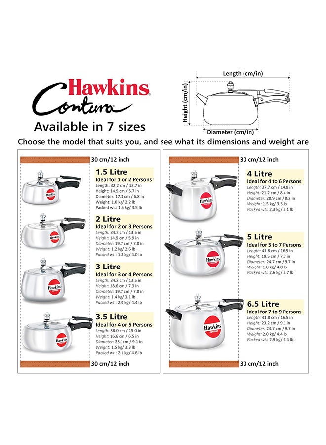 Hawkins طباخ ضغط ألمنيوم كونتورا، غطاء داخلي (HC60)، فضي - Image 5