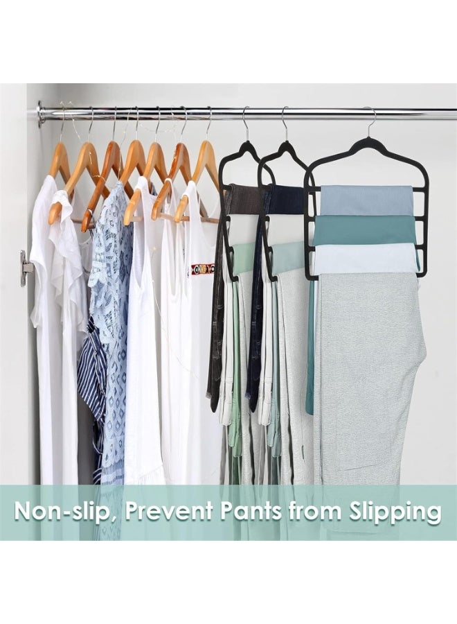 DIOTTI 4-Pack Multi-Layer Non-Slip Pants Hangers with 360° Swivel Hook, Space-Saving Organizer for Jeans, Skirts, Scarves, Ties - Image 5