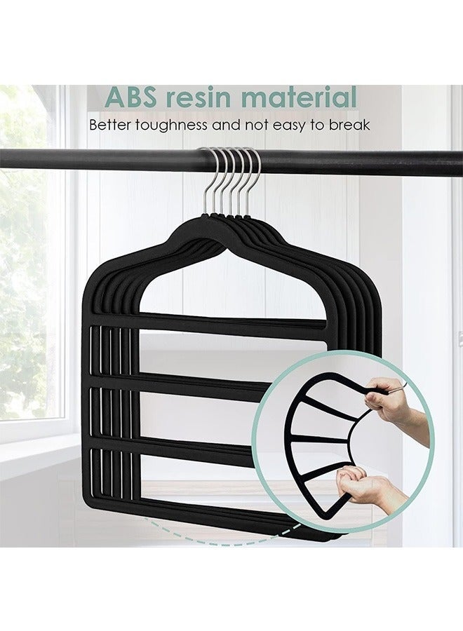 DIOTTI 4-Pack Multi-Layer Non-Slip Pants Hangers with 360° Swivel Hook, Space-Saving Organizer for Jeans, Skirts, Scarves, Ties - Image 2