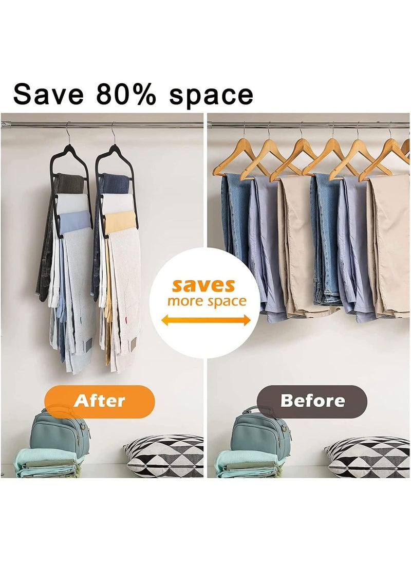 DIOTTI 4-Pack Multi-Layer Non-Slip Pants Hangers with 360° Swivel Hook, Space-Saving Organizer for Jeans, Skirts, Scarves, Ties - Image 4