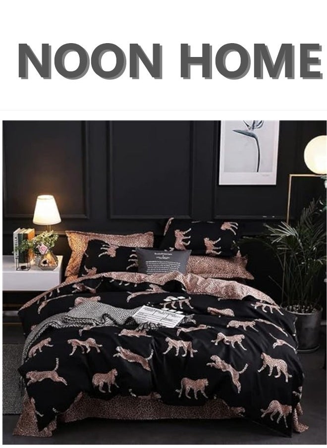 MOON HOME King/Queen/Single size Soft and Breathable Microfiber Hypoallergenic Beautiful Design Duvet Cover Set ,set includes 1 Comforter Cover, 1 Fitted Bedsheet, 4 Pillowcases  - Image 2