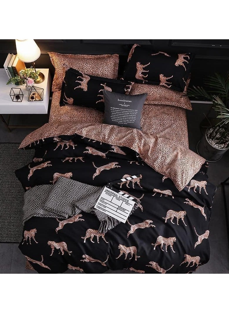MOON HOME King/Queen/Single size Soft and Breathable Microfiber Hypoallergenic Beautiful Design Duvet Cover Set ,set includes 1 Comforter Cover, 1 Fitted Bedsheet, 4 Pillowcases  - Image 3