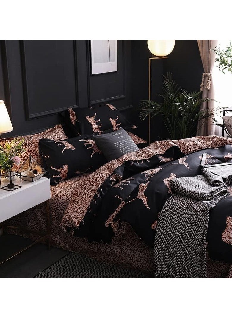 MOON HOME King/Queen/Single size Soft and Breathable Microfiber Hypoallergenic Beautiful Design Duvet Cover Set ,set includes 1 Comforter Cover, 1 Fitted Bedsheet, 4 Pillowcases  - Image 4