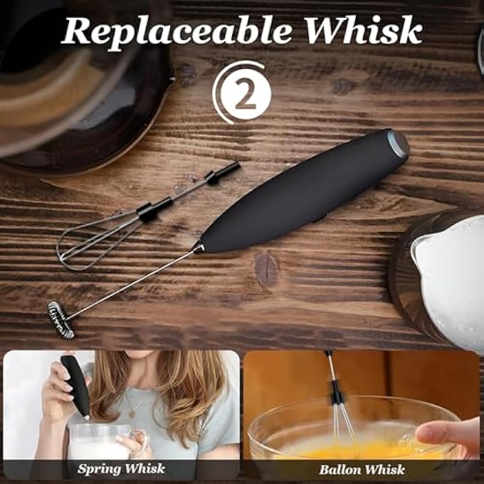 PINKE 2 In 1 Milk Frother Wand For Coffee Egg Beater Durable Handheld Frother Electric Drink Mixer Handheld With Stand Mini Electric Whisk Blender For Coffee Matcha Eggs Etc - Image 3