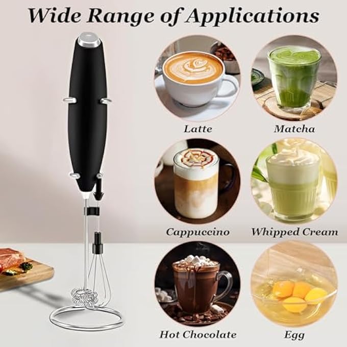 PINKE 2 In 1 Milk Frother Wand For Coffee Egg Beater Durable Handheld Frother Electric Drink Mixer Handheld With Stand Mini Electric Whisk Blender For Coffee Matcha Eggs Etc - Image 5