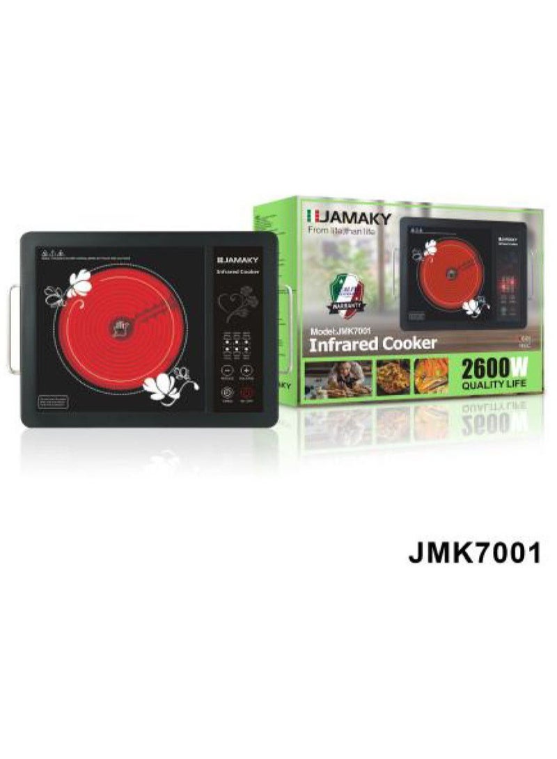 Jamaky Italy طباخ بالأشعة تحت الحمراء ديجتال مع لوح تسخين بمقبض مزدوج للطهي ودرجة حرارة قابلة للتعديل ومقابض تبقى باردة، مناسب للمكتب/المنزل/المخيم، متوافق مع جميع أدوات الطهي 2600 وات-JMK7001- ايطالي  - Image 1