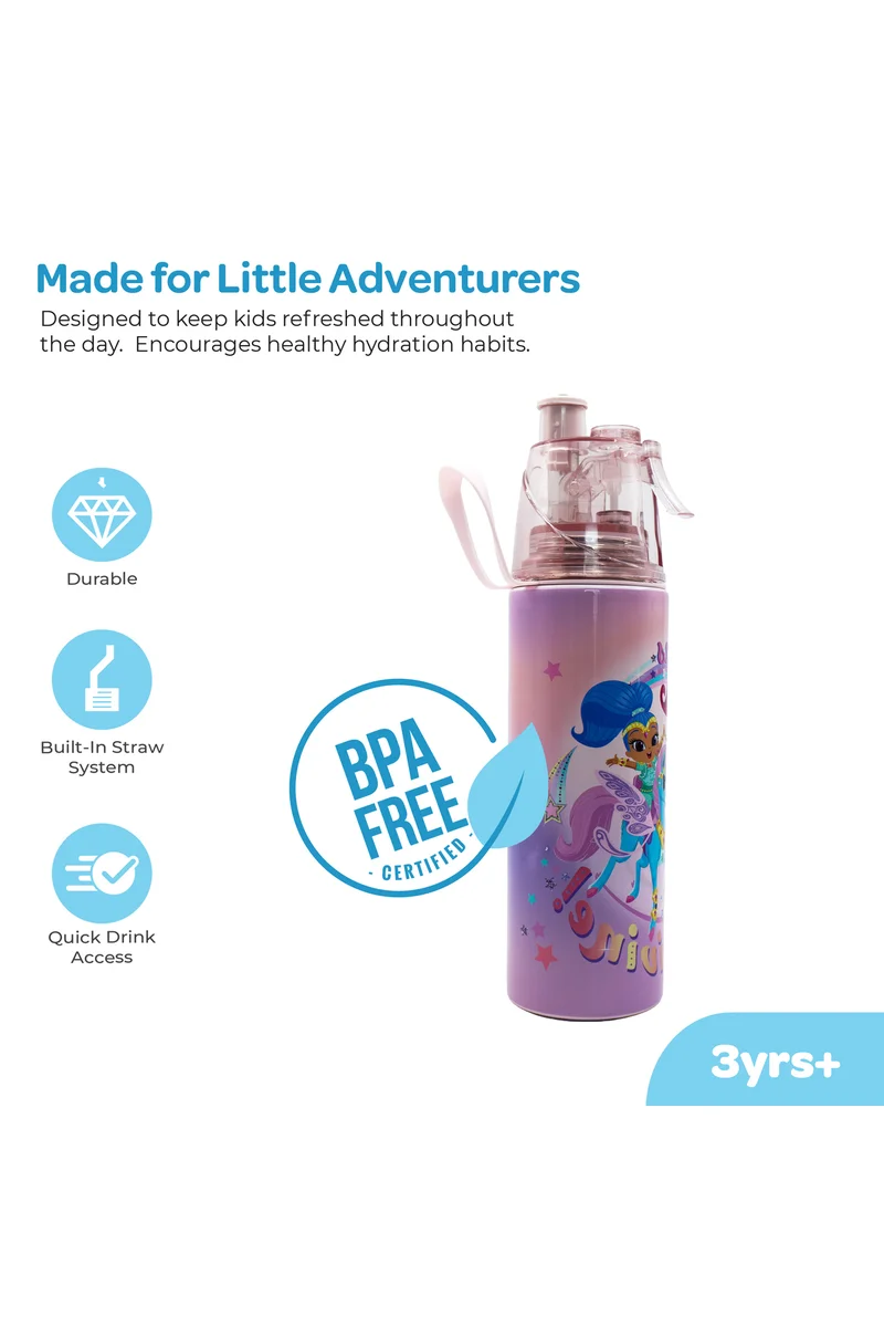 مون MOON Licensed Simmer & Shine Kids Water Bottle with Spray Mist | Cooling Spray | BPA-Free  Stainless Steel | Leak-Proof for School, Camping, Hiking, Outdoor Play | Girls Water Bottle |500ml