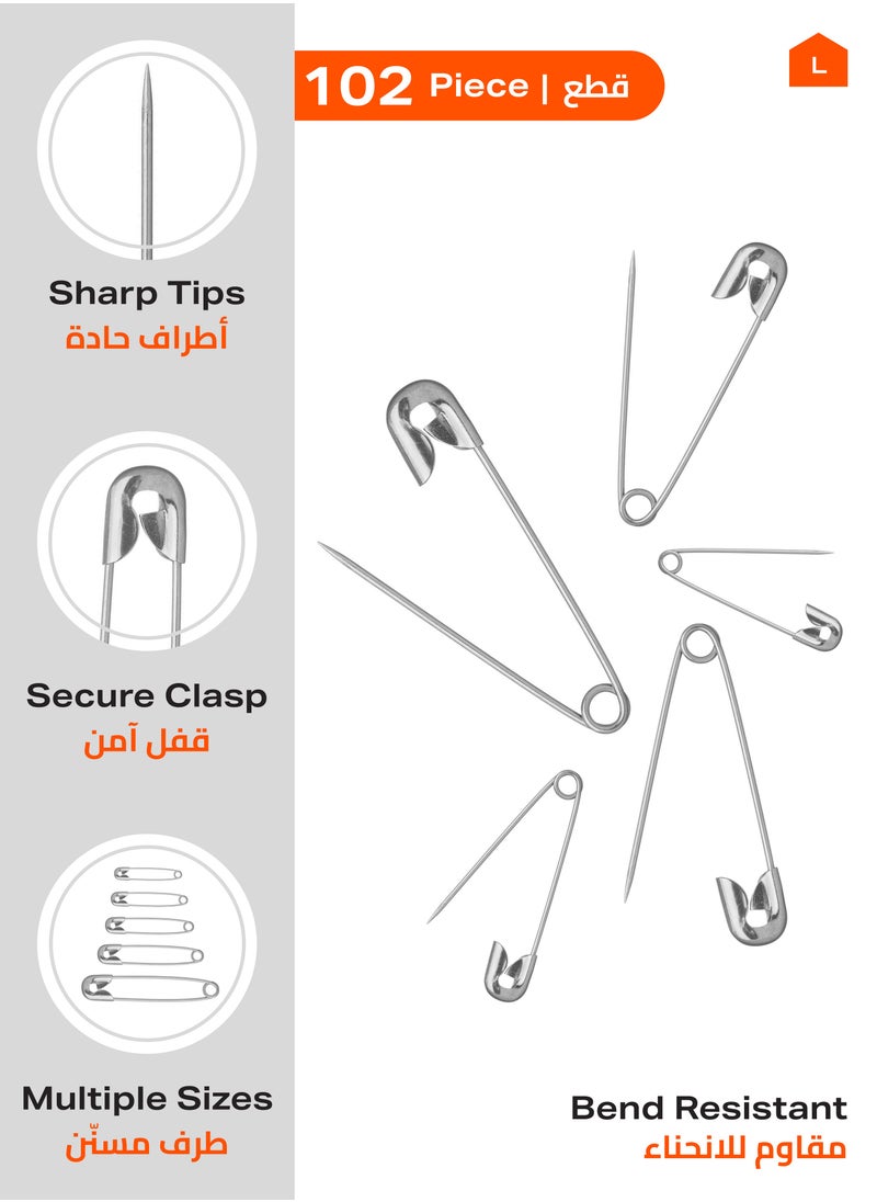 LAWAZIM Metal Pins Set-Assorted Multi-Size Safety Pins Durable Rust-Resistant Steel with Safe Closure for Household and Professional Sewing Crafting Clothing Repairs Securing Closures and DIY Projects  - Image 2