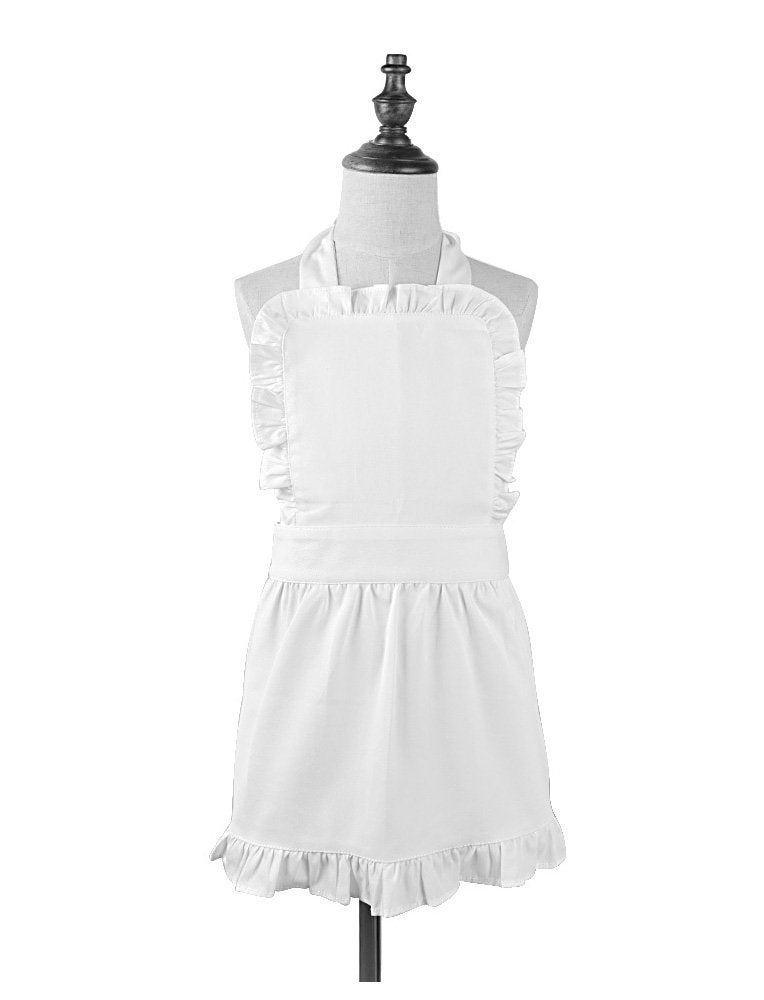 Love Potato Pure Cotton White Children Princess Ruffle Cooking Apron for Kids 4-7 Years Old - Image 2
