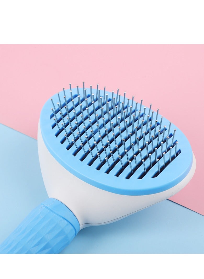 HAPPY PUSS Pet brush, cat and dog round comb; grooming Tool for short-haired and long-haired pets ; removes loose hair & tangles. for shedding and grooming-blue color - Image 5