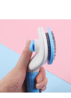 HAPPY PUSS Pet brush, cat and dog round comb; grooming Tool for short-haired and long-haired pets ; removes loose hair & tangles. for shedding and grooming-blue color  - Image 4