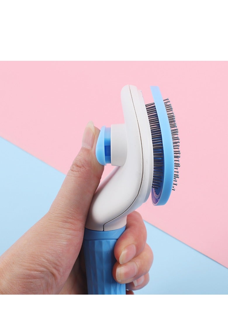 HAPPY PUSS Pet brush, cat and dog round comb; grooming Tool for short-haired and long-haired pets ; removes loose hair & tangles. for shedding and grooming-blue color - Image 4