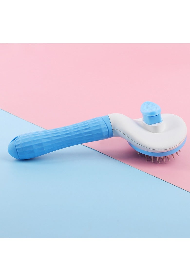 HAPPY PUSS Pet brush, cat and dog round comb; grooming Tool for short-haired and long-haired pets ; removes loose hair & tangles. for shedding and grooming-blue color - Image 3