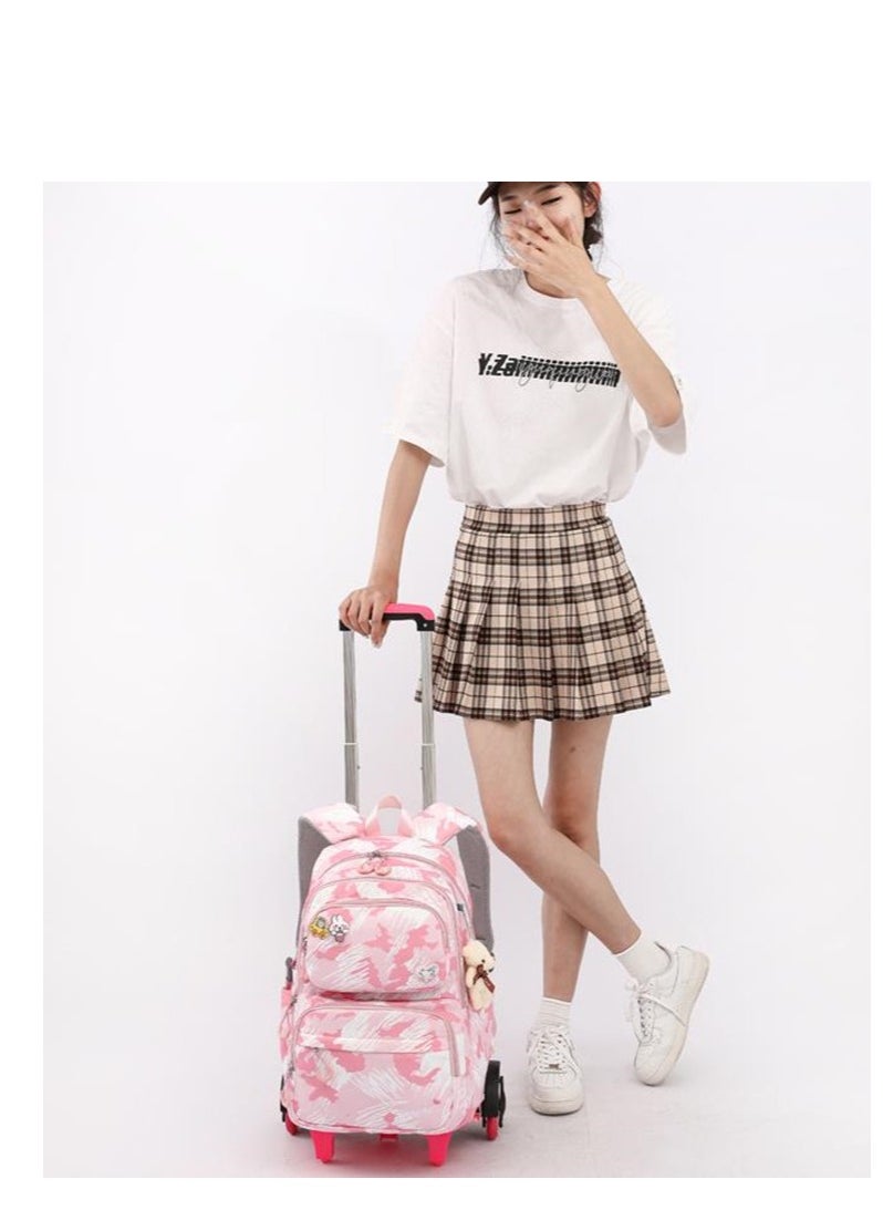 Golden Rolling Backpack Travel Trolly BookBag School Wheeled Backpack for Boys Girls Kids Luggage School Bag with Wheels Trolley Backpack  - Image 5
