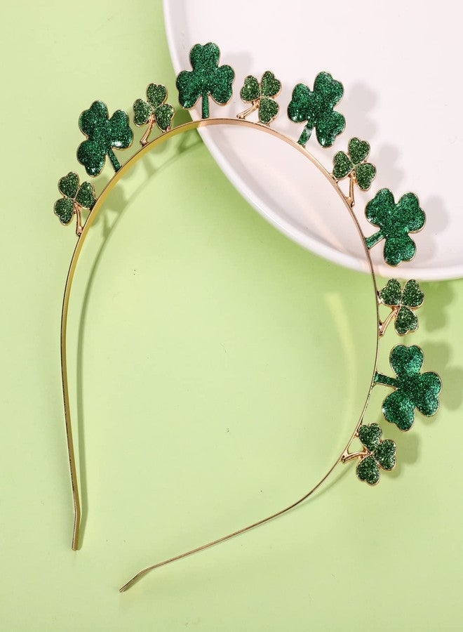 CEALXHENY St. Patrick's Day Headbands, Glitter Rhinestone Shamrock Headbands Lucky Irish Hairbands St Patrick's Day Accessories Party Favors Gifts (Shamrock) - Image 2