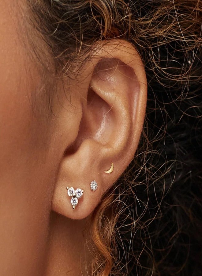 YEEZII Gold Stud Earrings Set for Women, 6 Pairs 14K Gold Hypoallergenic Cartilage Earrings for Multiple Piercing, Dainty Small Stackable Gold Hoop Earrings Set - Image 4