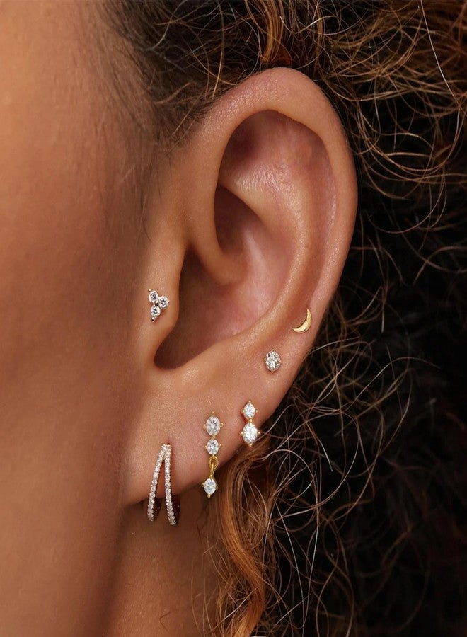 YEEZII Gold Stud Earrings Set for Women, 6 Pairs 14K Gold Hypoallergenic Cartilage Earrings for Multiple Piercing, Dainty Small Stackable Gold Hoop Earrings Set - Image 5