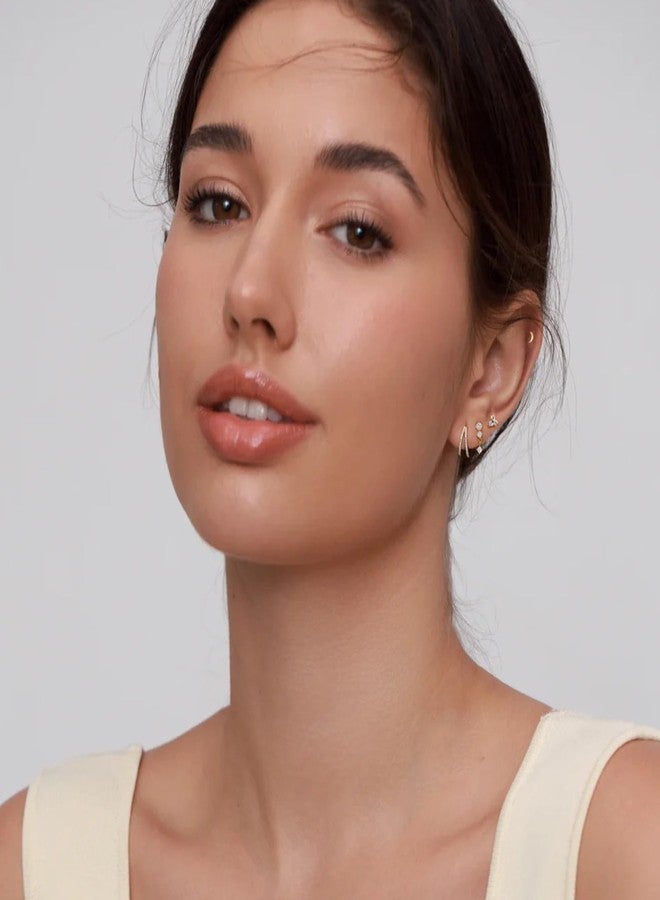 YEEZII Gold Stud Earrings Set for Women, 6 Pairs 14K Gold Hypoallergenic Cartilage Earrings for Multiple Piercing, Dainty Small Stackable Gold Hoop Earrings Set - Image 2