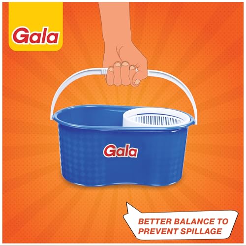 Gala Aqua Spin Mop with 4 Wheels & Big Bucket with 2 Microfiber Refills, Floor Cleaning Mop with Bucket, pocha for Floor Cleaning, Mopping Set (White and Blue) - Image 2