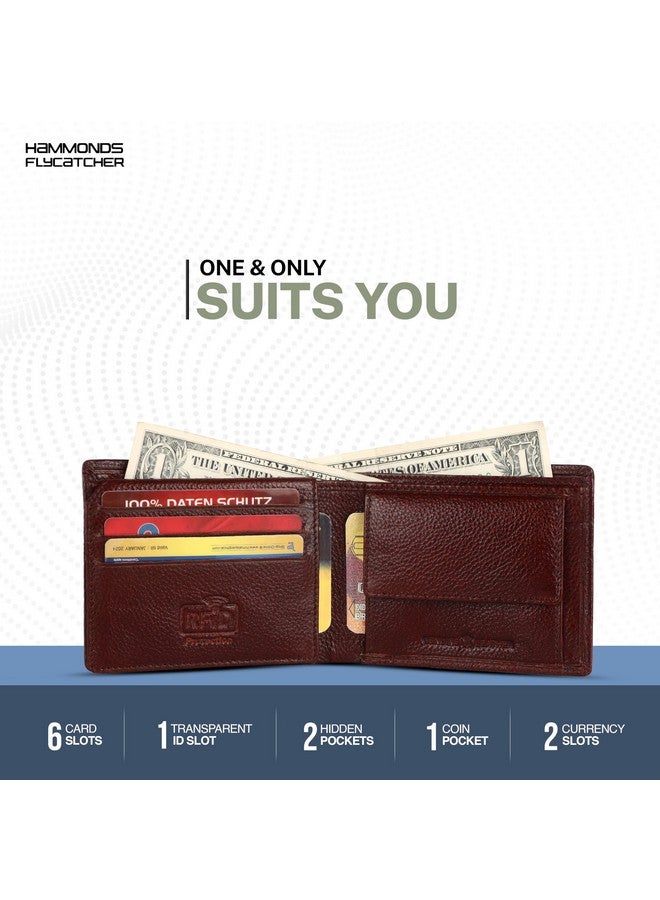 HAMMONDS FLYCATCHER محفظة هاموندز فلاي كاتشر RFID محمية قابلة للطي للرجال جلد أصلي، محفظة رجال، محافظ جلدية للرجال، محفظة أنيقة مع 6 فتحات بطاقات، 1 فتحة هوية، جيب عملات، هدية للرجال - بني - Image 4