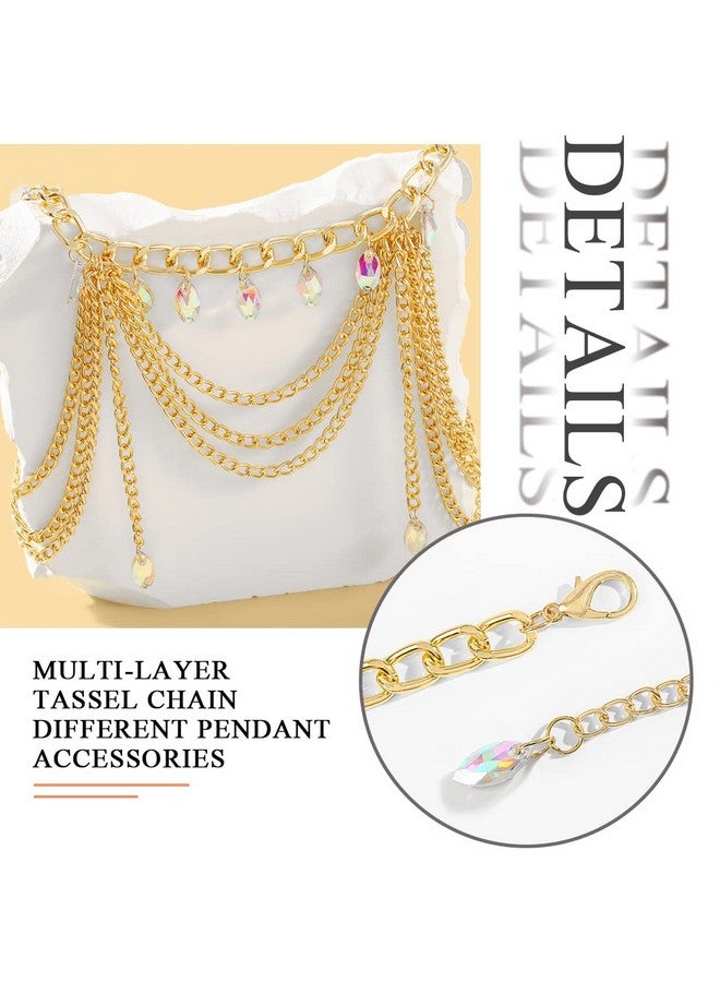 ELABEST Rhinestone Metal Waist Chain Gold Tassel Layered Crystal Chain Belt Waist Jewelry Accessories Women - Image 4