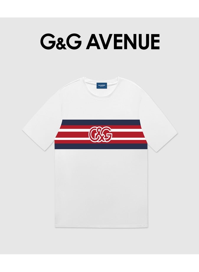 G&G AVENUE Men's short sleeved round neck T-shirt, made of cotton, solid color, with iconic embroidered letters,Oversized Heavy cotton fabric - Image 2