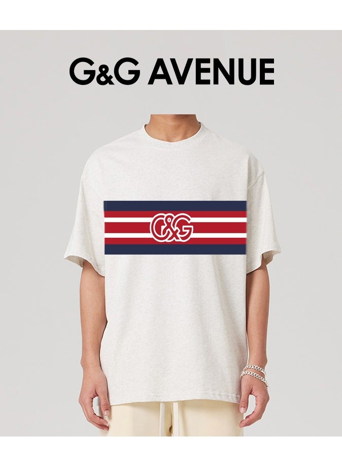 G&G AVENUE Men's short sleeved round neck T-shirt, made of cotton, solid color, with iconic embroidered letters,Oversized Heavy cotton fabric - Image 4