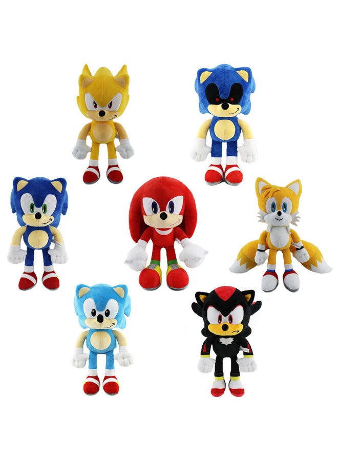 Sonic The Hedgehog Plush Doll Super Sonic Tails Knuckles Cartoon Anime Figurine Toy Super Tails Knuckles Plush Doll-Color:Stereo Blue/33CM-Height:【single Vacuum】 - Image 1