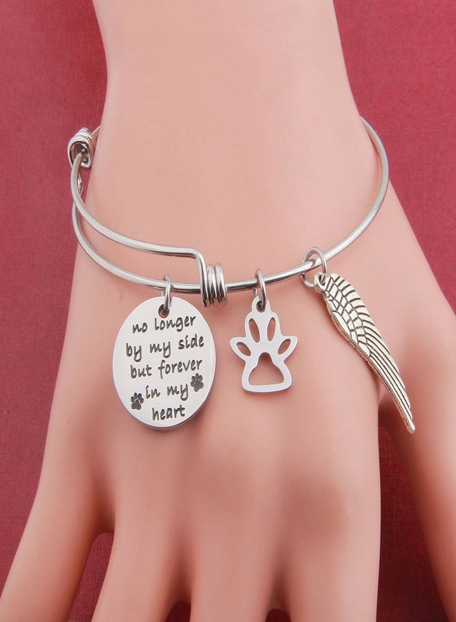 bobauna Pet Memorial Gift No longer By My Side But Forever in My Heart Bracelet With Paw Print Angel Wing Charms In Memory Of Pet (No longer bracelet) - Image 5