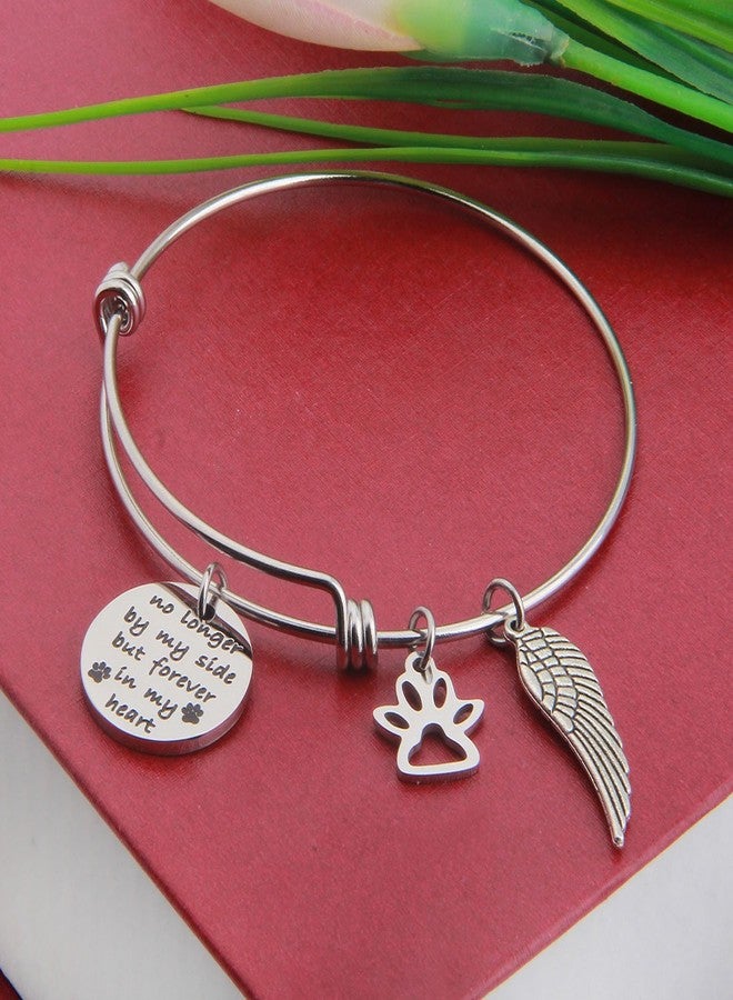 bobauna Pet Memorial Gift No longer By My Side But Forever in My Heart Bracelet With Paw Print Angel Wing Charms In Memory Of Pet (No longer bracelet) - Image 4