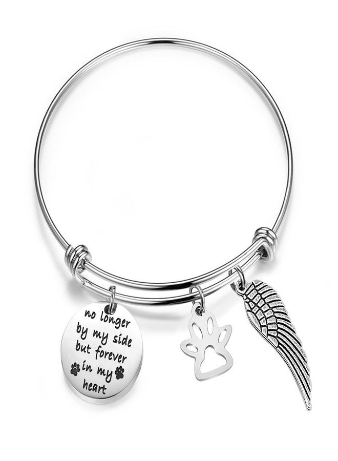 bobauna Pet Memorial Gift No longer By My Side But Forever in My Heart Bracelet With Paw Print Angel Wing Charms In Memory Of Pet (No longer bracelet) - Image 1
