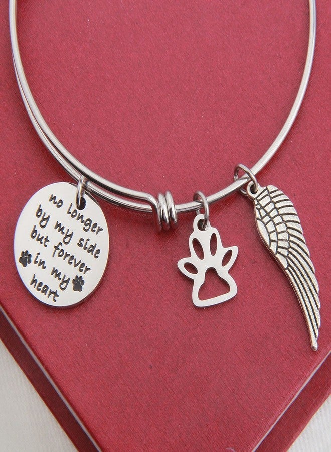 bobauna Pet Memorial Gift No longer By My Side But Forever in My Heart Bracelet With Paw Print Angel Wing Charms In Memory Of Pet (No longer bracelet) - Image 3