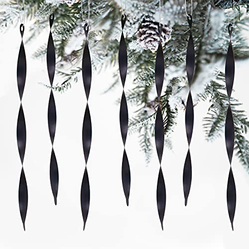Luxtea 24 PCS Christmas Hanging Ornaments Twisted Aluminum Icicles for WeddingHalloween Holiday Tree Decorations Matte 98 Black