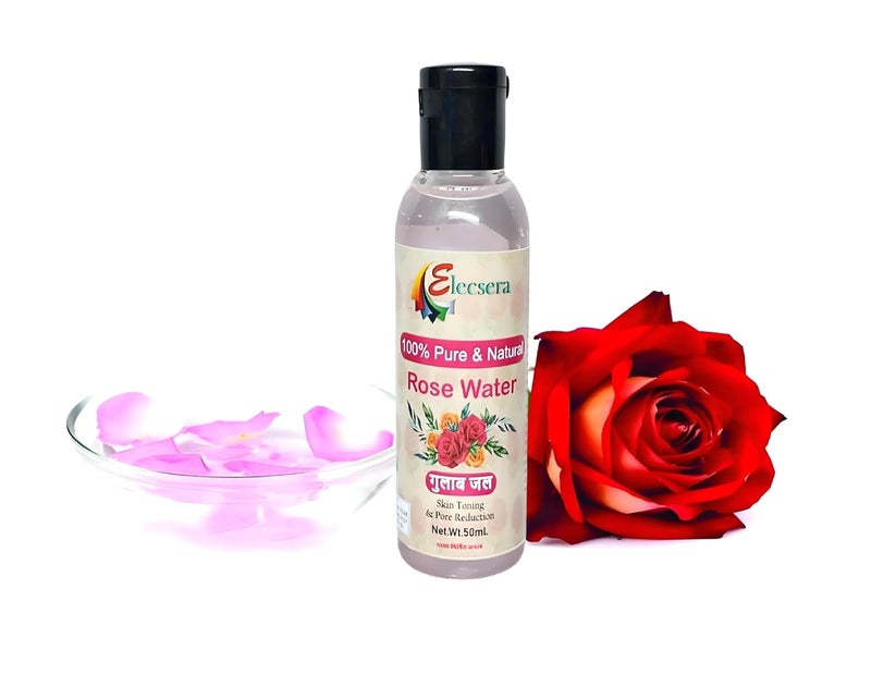 Elecsera Premium Rose Water Face wash 50ml  No Paraben  Alcohol Free  Cleanses Hydrates  Moisturises Skin  Balances  Restores Skins pH Levels  For All Skin Types Face Wash 50 ml - Image 1
