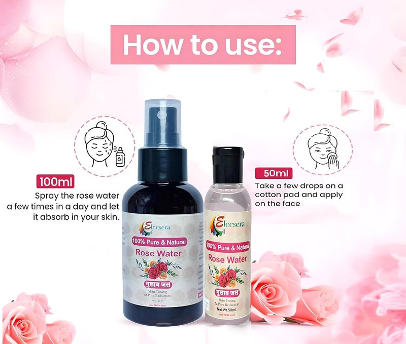 Elecsera Premium Rose Water Face wash 50ml  No Paraben  Alcohol Free  Cleanses Hydrates  Moisturises Skin  Balances  Restores Skins pH Levels  For All Skin Types Face Wash 50 ml - Image 4