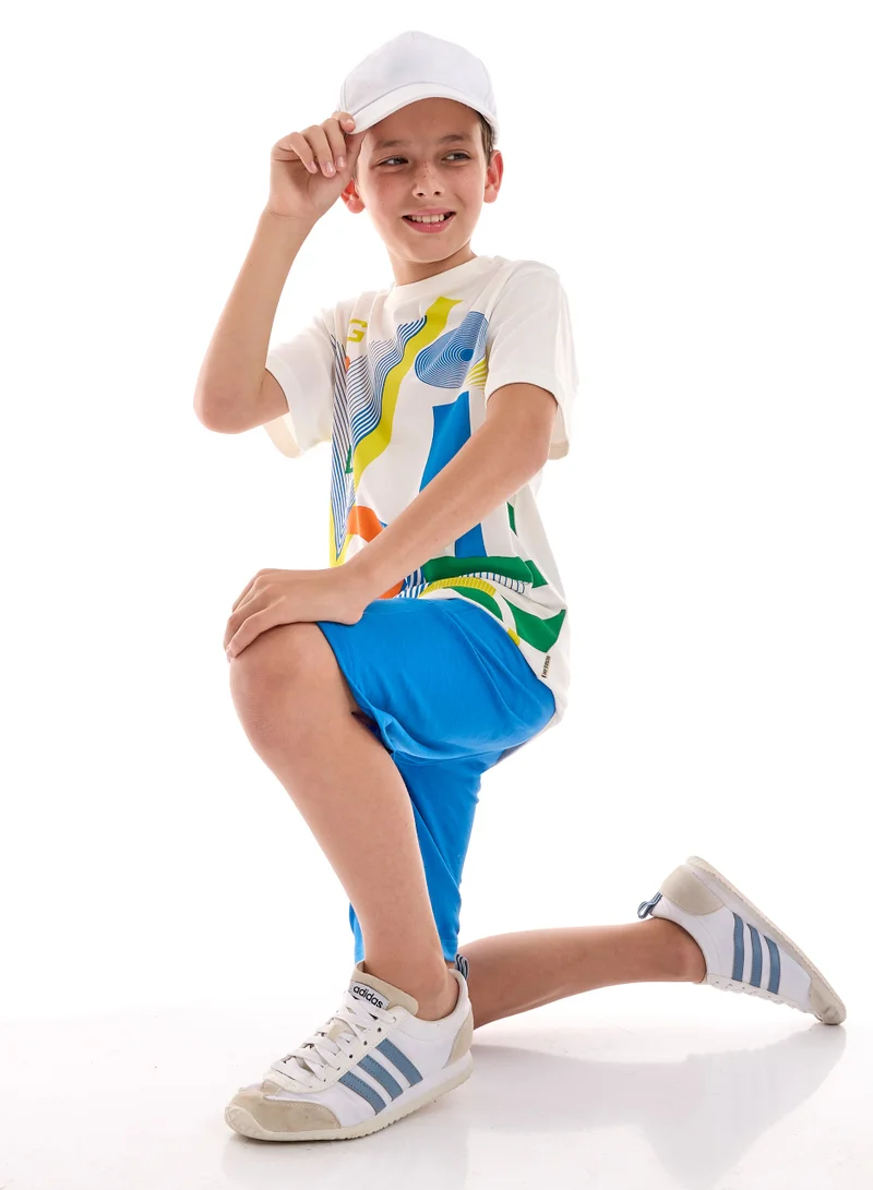 victor and jane Boys "Relaxed Fit" 2 piece Set Graphic Print T-shirt with matching Shorts (6-12Y)
