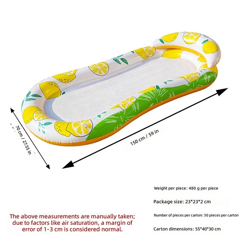 Lemon Lounger - Inflatable Floating Raft for Swimming, Beach & Pool