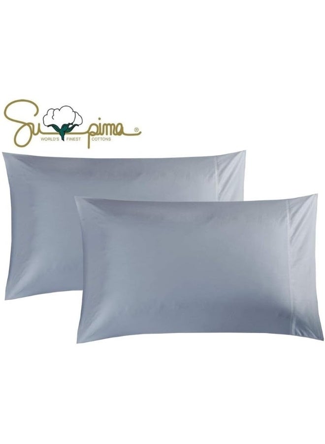 ELINEN Jiajia Home Textile Standard King Pillowcase Set of 2, Luxury Hotel Pillow Cases, 100% Long Staple Cotton 600 Thread Count King Blue  - Image 1