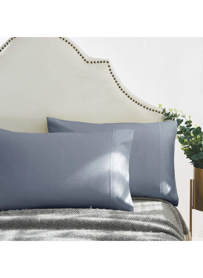 ELINEN Jiajia Home Textile Standard King Pillowcase Set of 2, Luxury Hotel Pillow Cases, 100% Long Staple Cotton 600 Thread Count King Blue  - Image 3