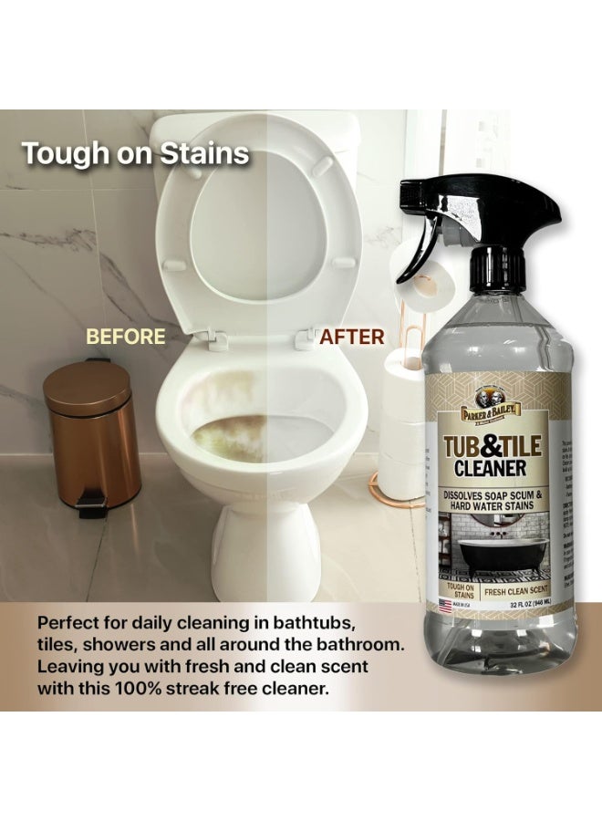 Parker & Bailey Tub & Tile Cleaner Bathroom Cleaner Shower Cleaner Spray Tub Cleaner Soap Scum Remover For Shower Hard Water Stain Remover Household Cleaning Spray Multi Purpose Spray Cleaner 946 ML - Image 2