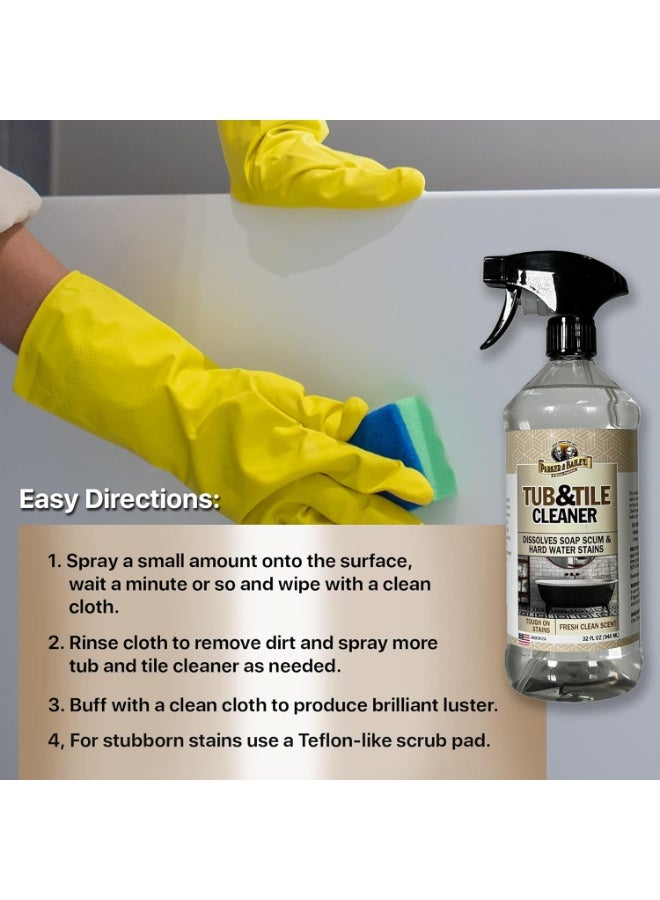 Parker & Bailey Tub & Tile Cleaner Bathroom Cleaner Shower Cleaner Spray Tub Cleaner Soap Scum Remover For Shower Hard Water Stain Remover Household Cleaning Spray Multi Purpose Spray Cleaner 946 ML - Image 3